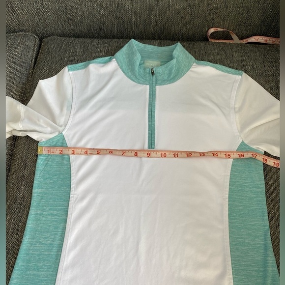 Chase 54 women's golf shirt aqua and white medium - Picture 9 of 12